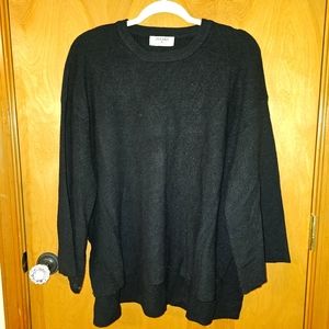 ZENANA Relaxed Fit Center Seam Sweater BLACK XL